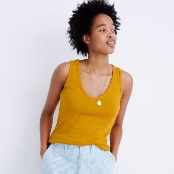 Pair of Madewell Tomboy V-Neck Tanks / clay red and bright gold - Picture 5 of 5